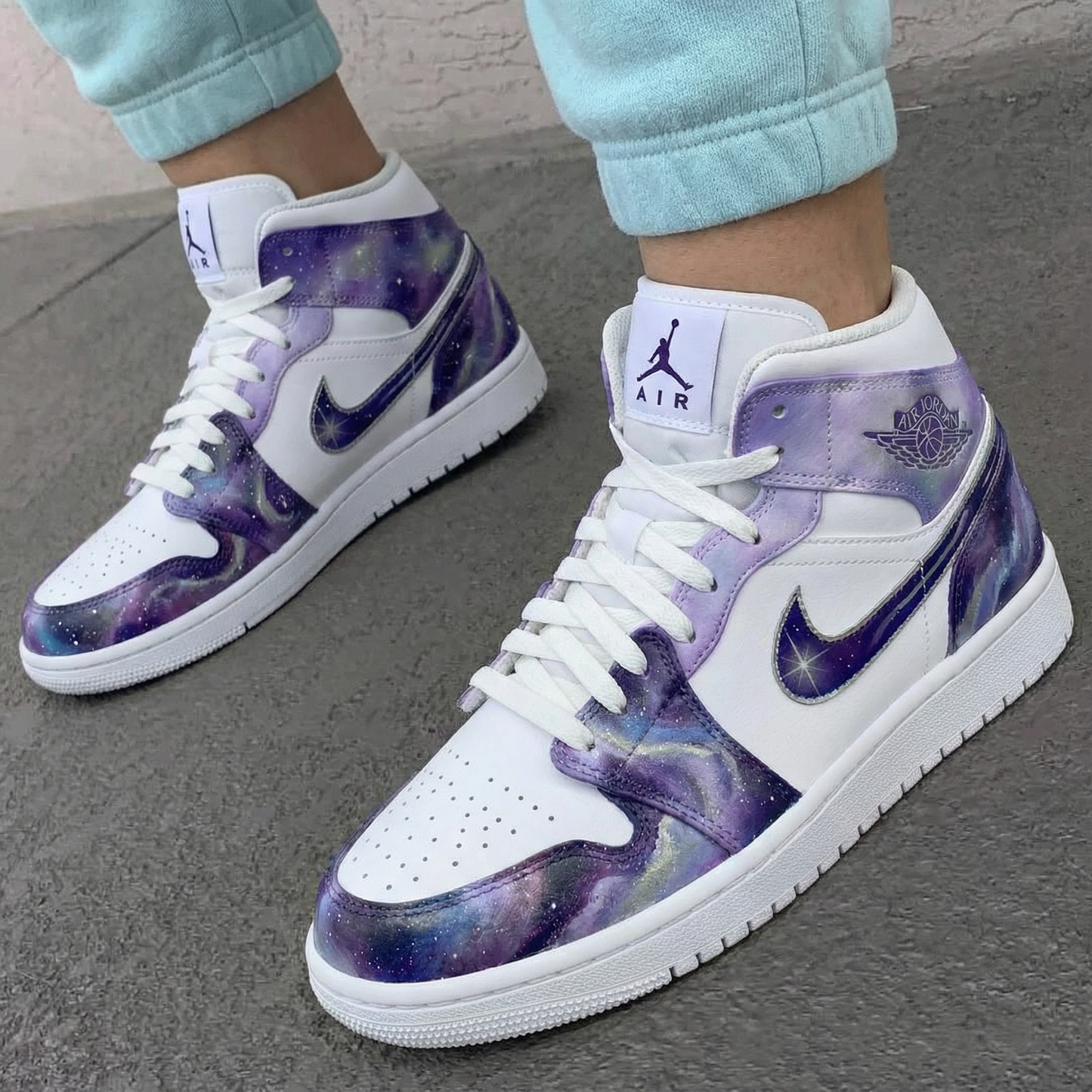 White and Purple Galaxy Custom AJ 1s Shoes