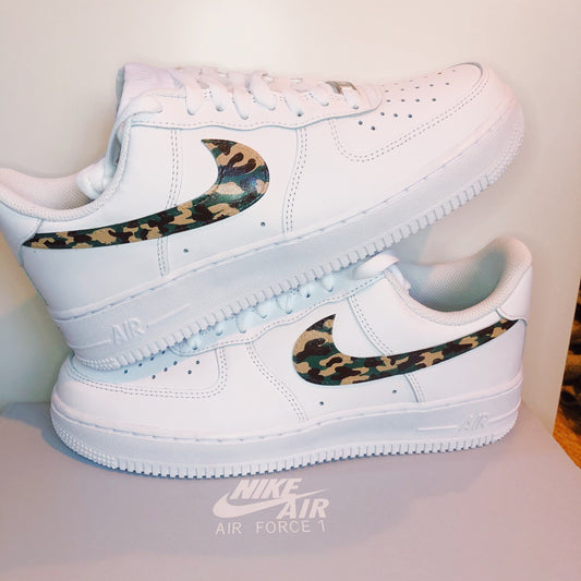 White Camouflage Custom AF 1s Shoes
