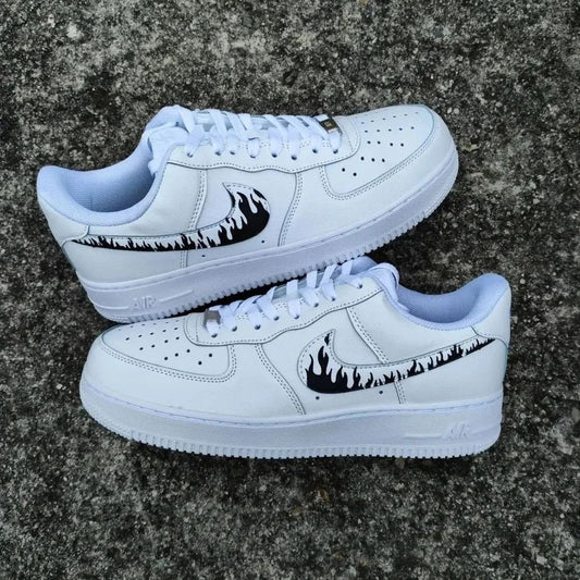 White Flame Custom AF 1s Shoes