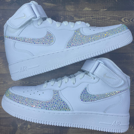 White Glitter Custom AF 1s Shoes