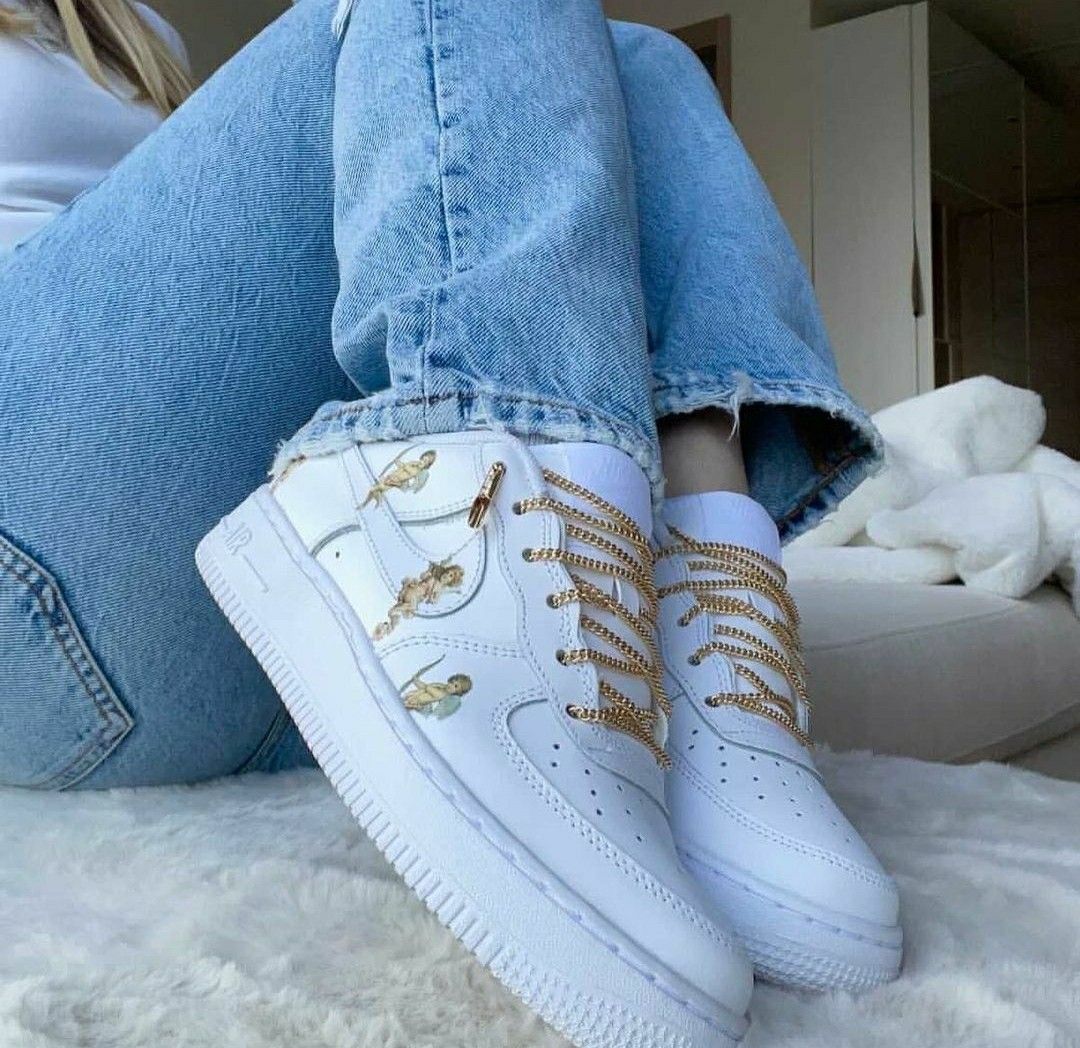 White Gold Cherub Custom AF 1s Shoes