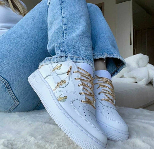 White Gold Cherub Custom AF 1s Shoes