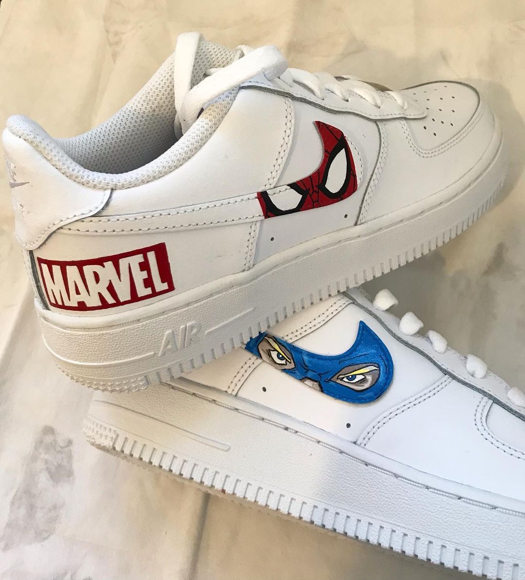 White Marvel Spider - Man Custom AF 1s Shoes