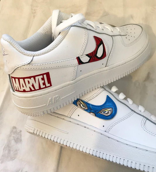 White Marvel Spider - Man Custom AF 1s Shoes