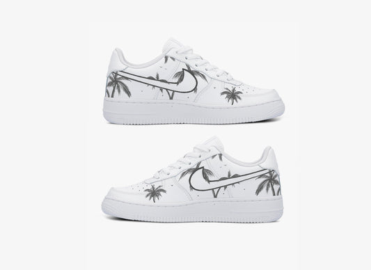 White Palm Tree Custom AF 1s Shoes
