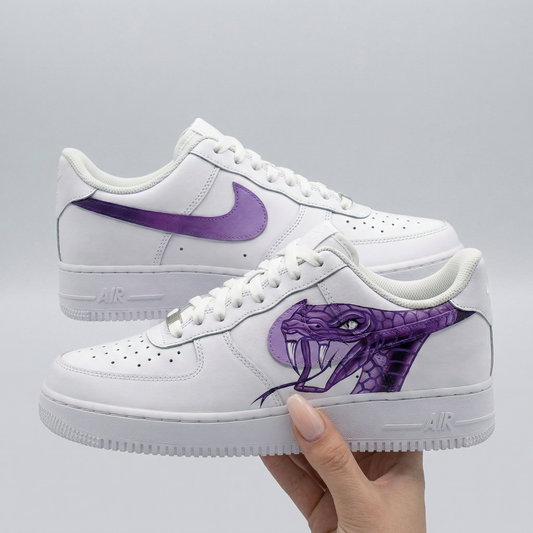 White Purple Snake Custom AF 1s Shoes