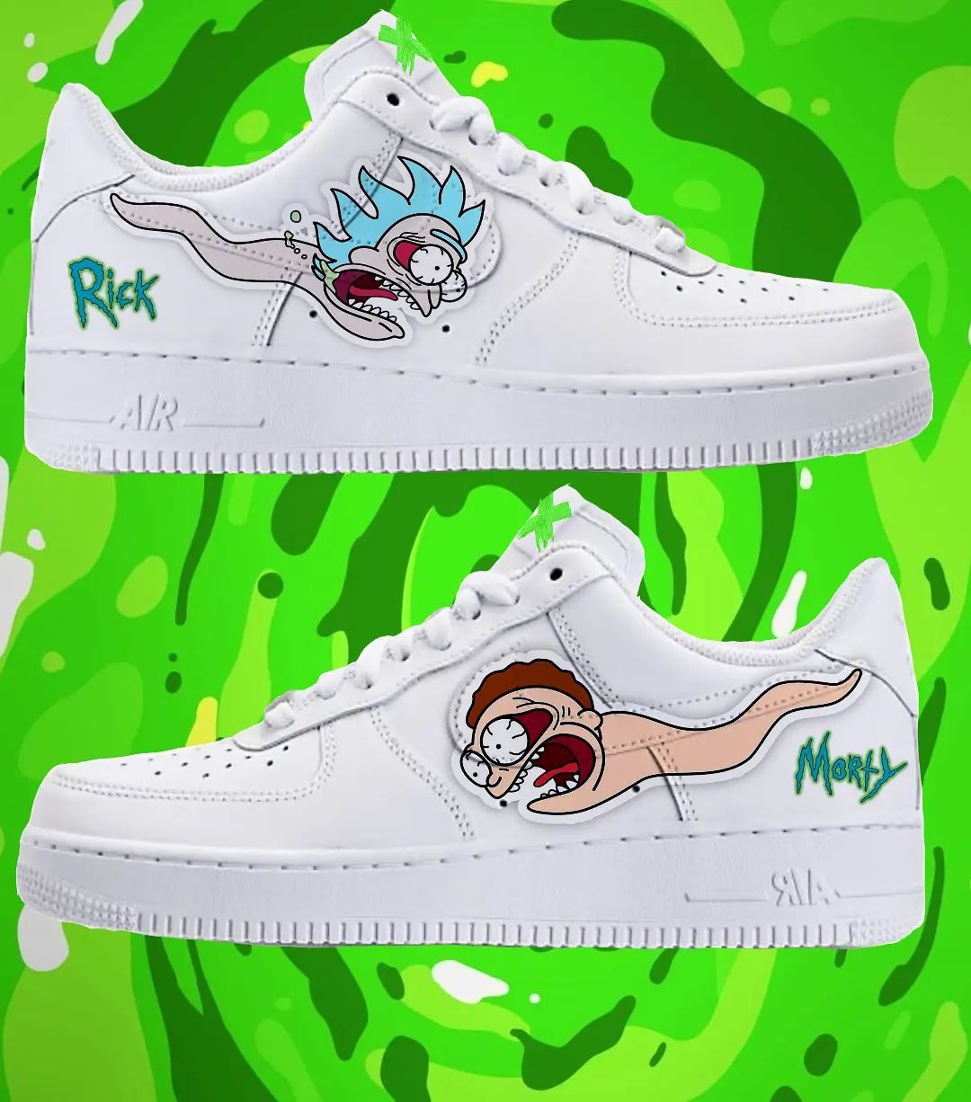 White Rick and Morty Custom AF 1s Shoes