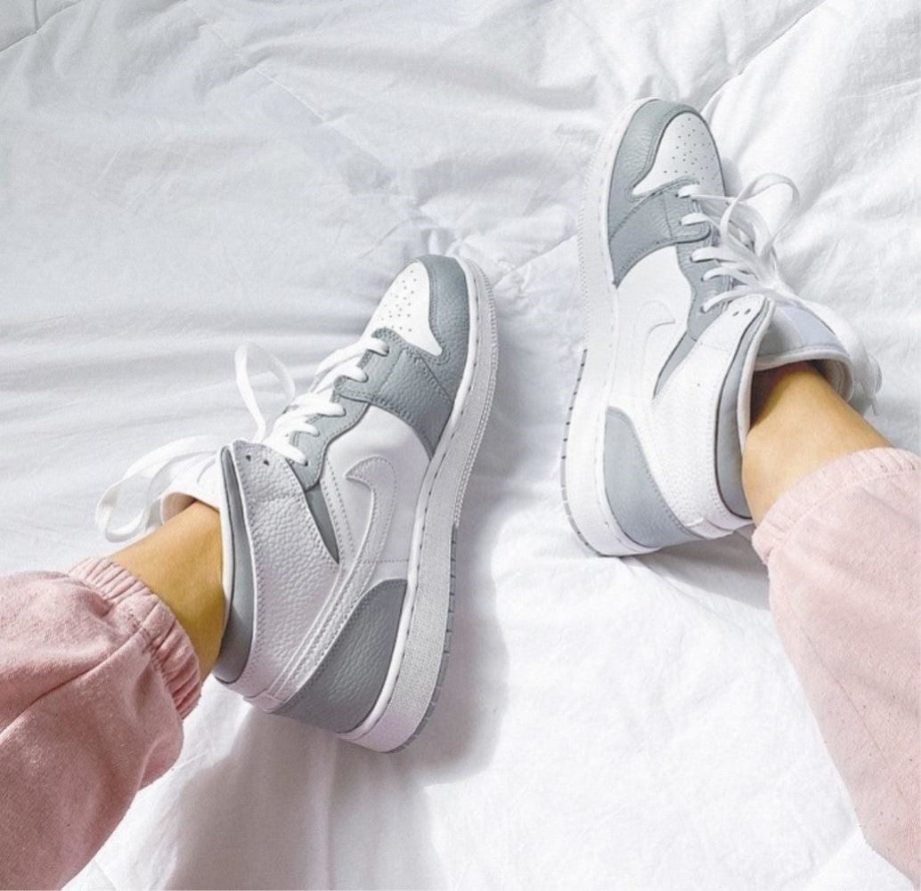 Grey White Custom Sneakers Air Jordan 1