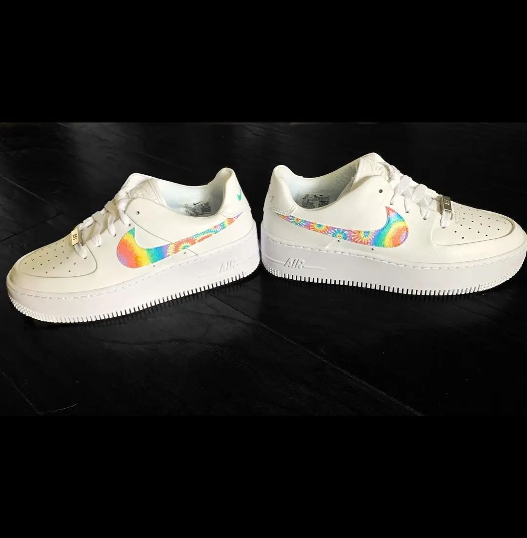 White Tie - Dye Custom AF 1s Shoes