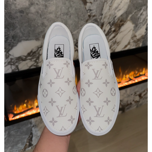 Hand Painted Custom White Vans Slip-On Sneakers