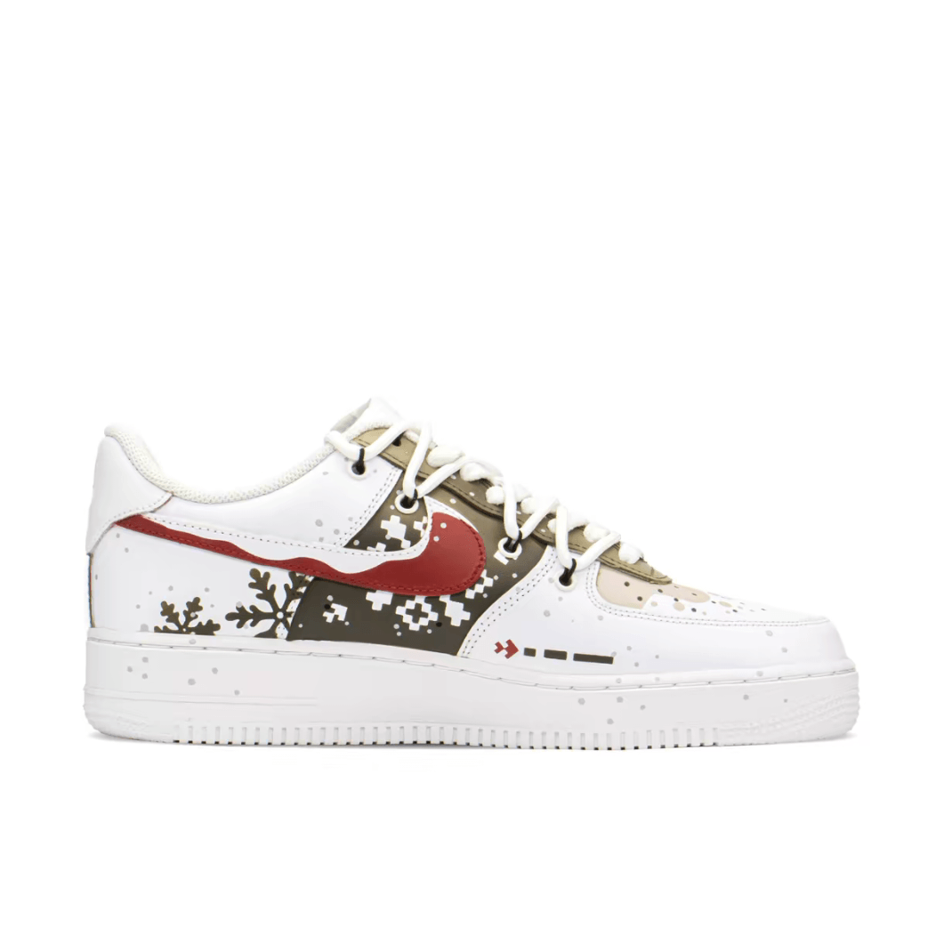 Christmas Gift Xmas Custom Air Force 1 Reddish Brown Gingerbread Man