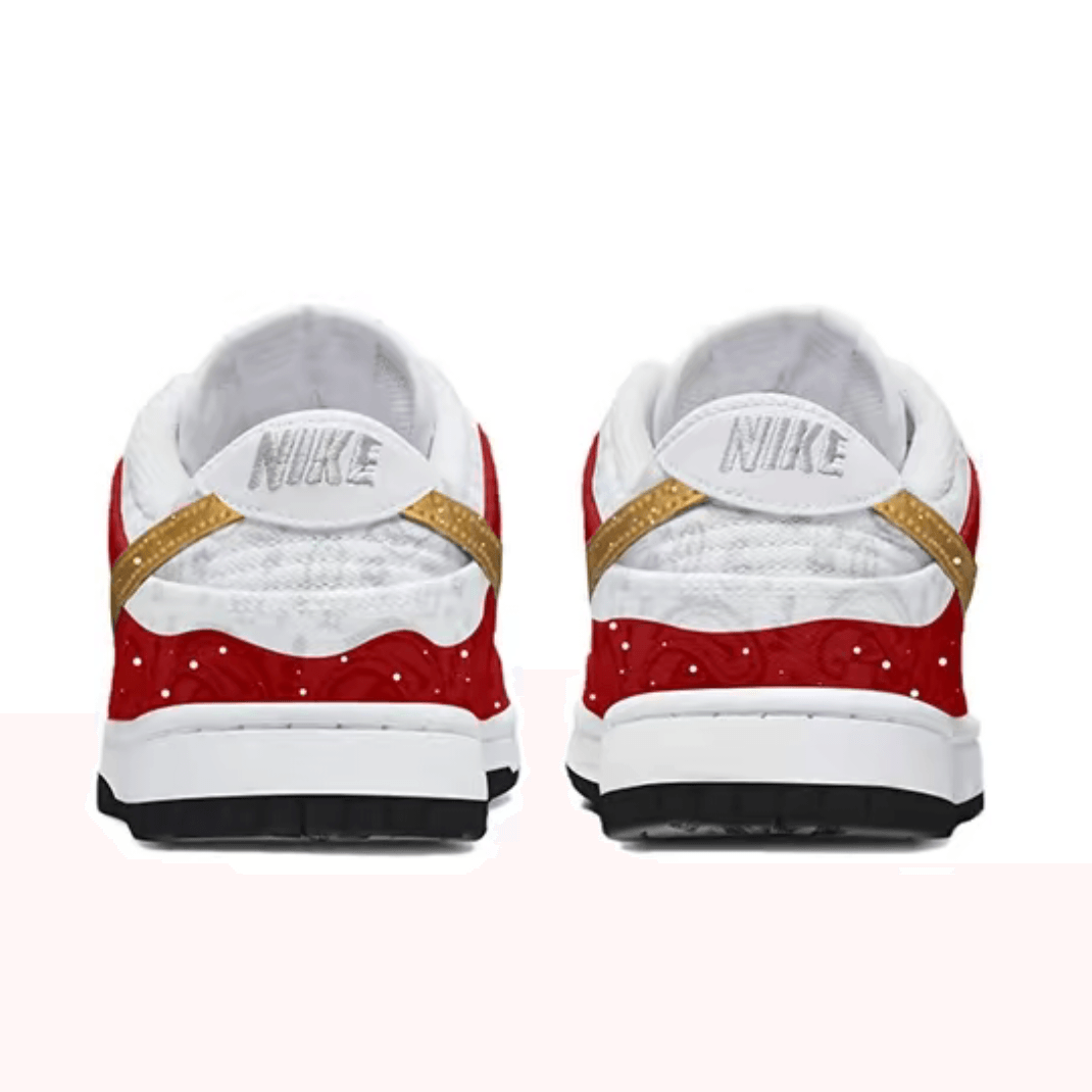 Christmas Gift Xmas Custom Dunk Red White Golden Swoosh