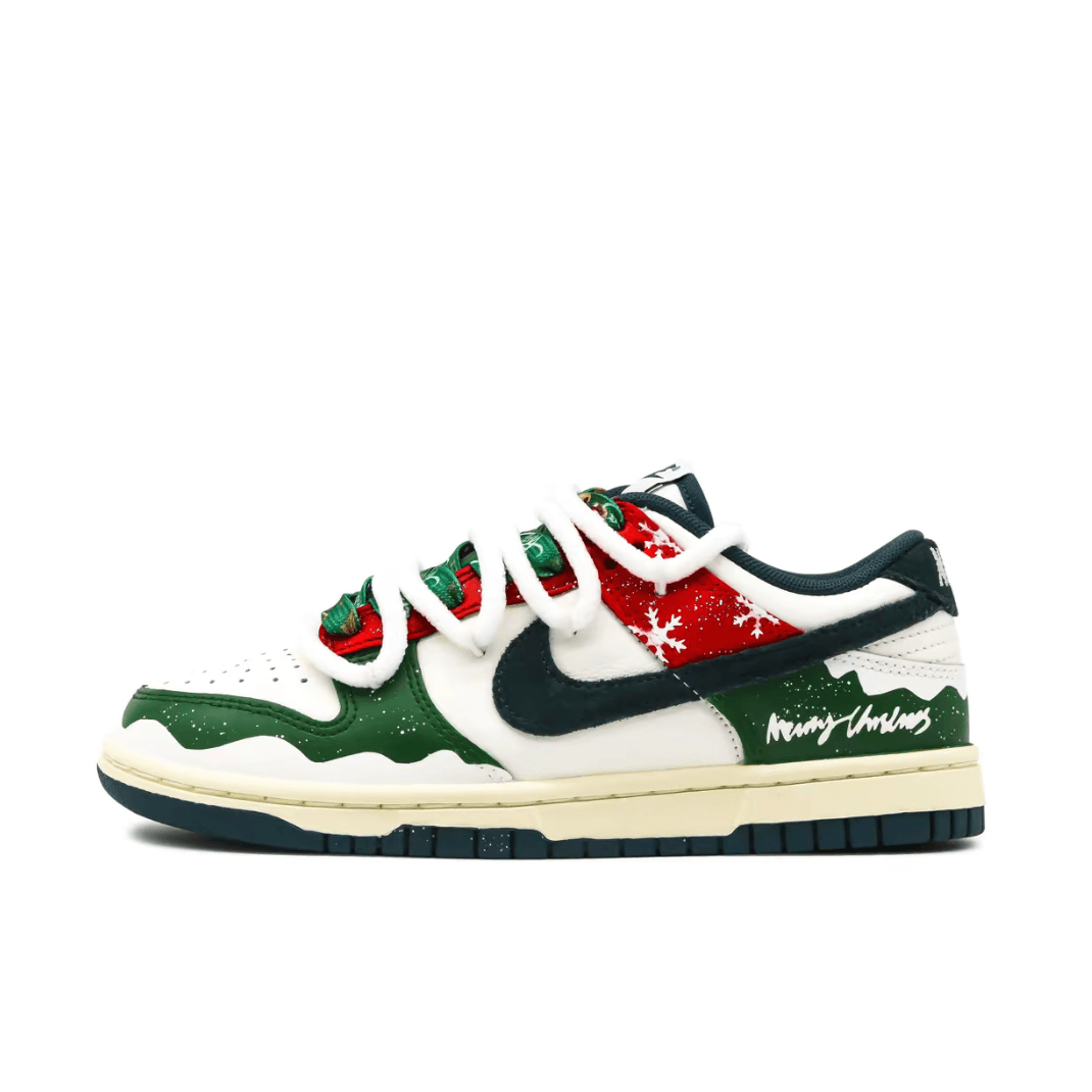 Christmas Gift Xmas Custom Dunk Green Red Snowflakes