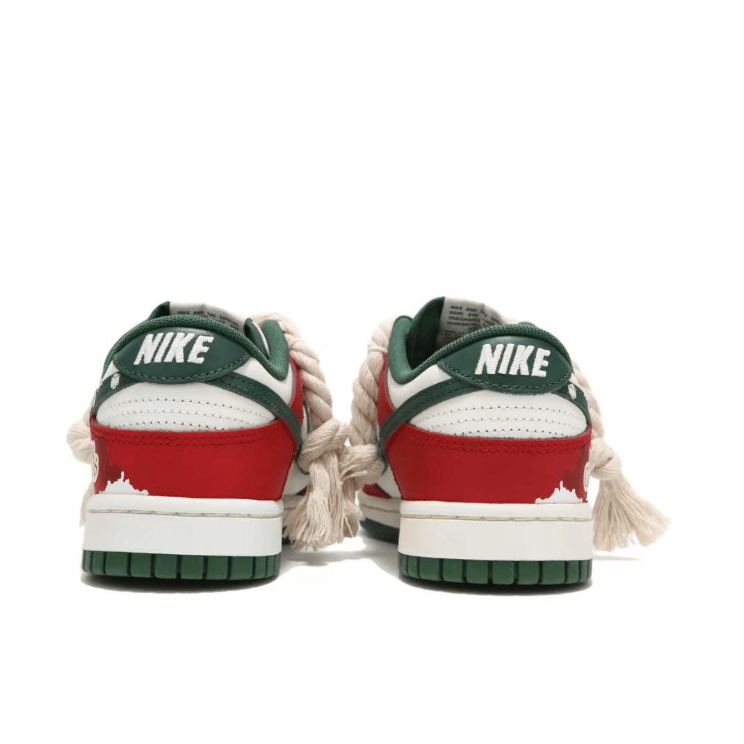Christmas Gift Xmas Custom Dunk Red Green Thick Laces
