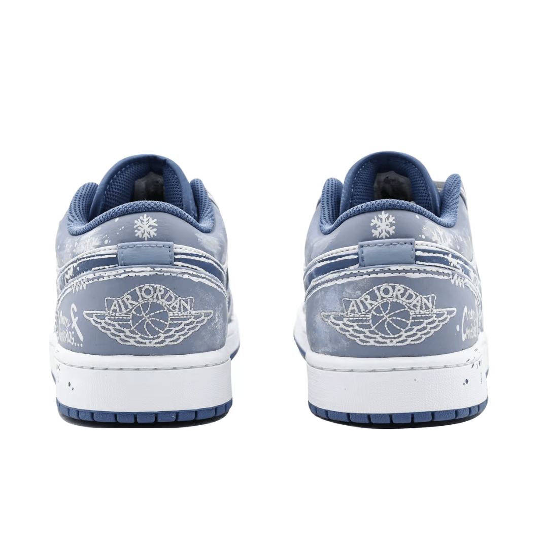 Christmas Gift Xmas Custom Air Jordan 1 Gray Blue Snow And Ice