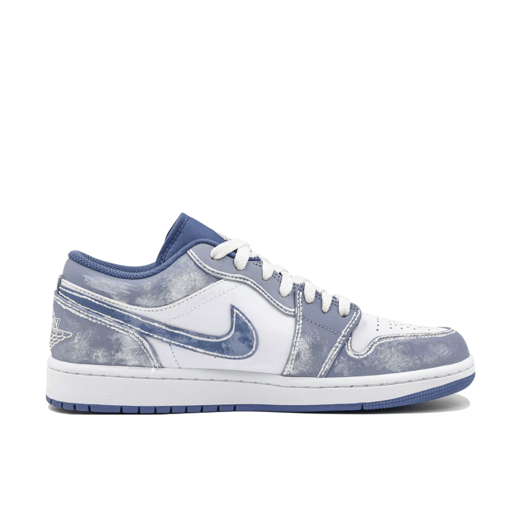 Christmas Gift Xmas Custom Air Jordan 1 Gray Blue Snow And Ice