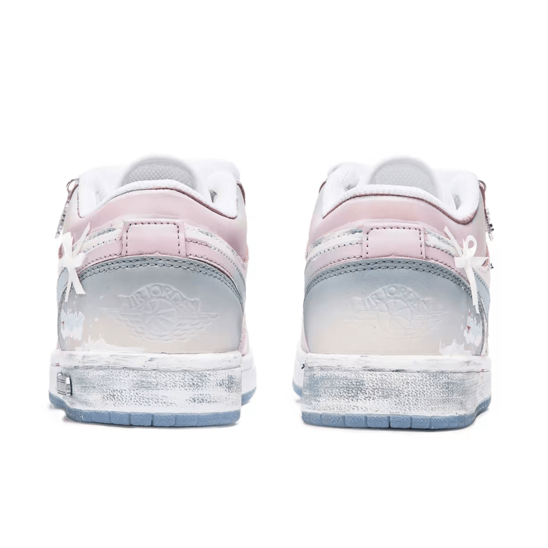 Christmas Gift Xmas Custom Air Jordan 1 Gray Pink Blue Snowflakes