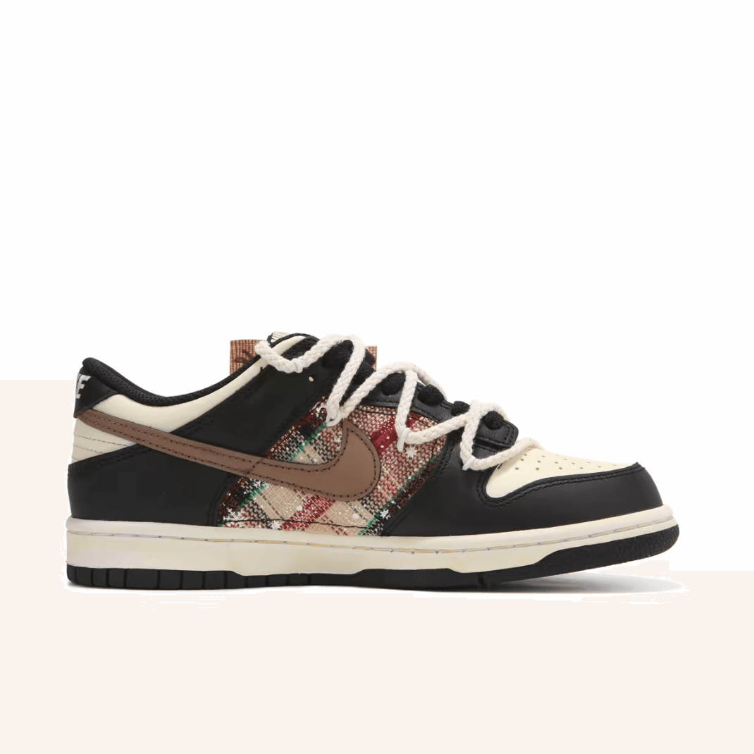 Christmas Gift Xmas Custom Dunk Black White Khaki And Red Plaid