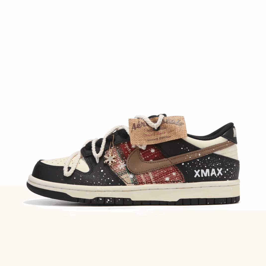 Christmas Gift Xmas Custom Dunk Black White Khaki And Red Plaid