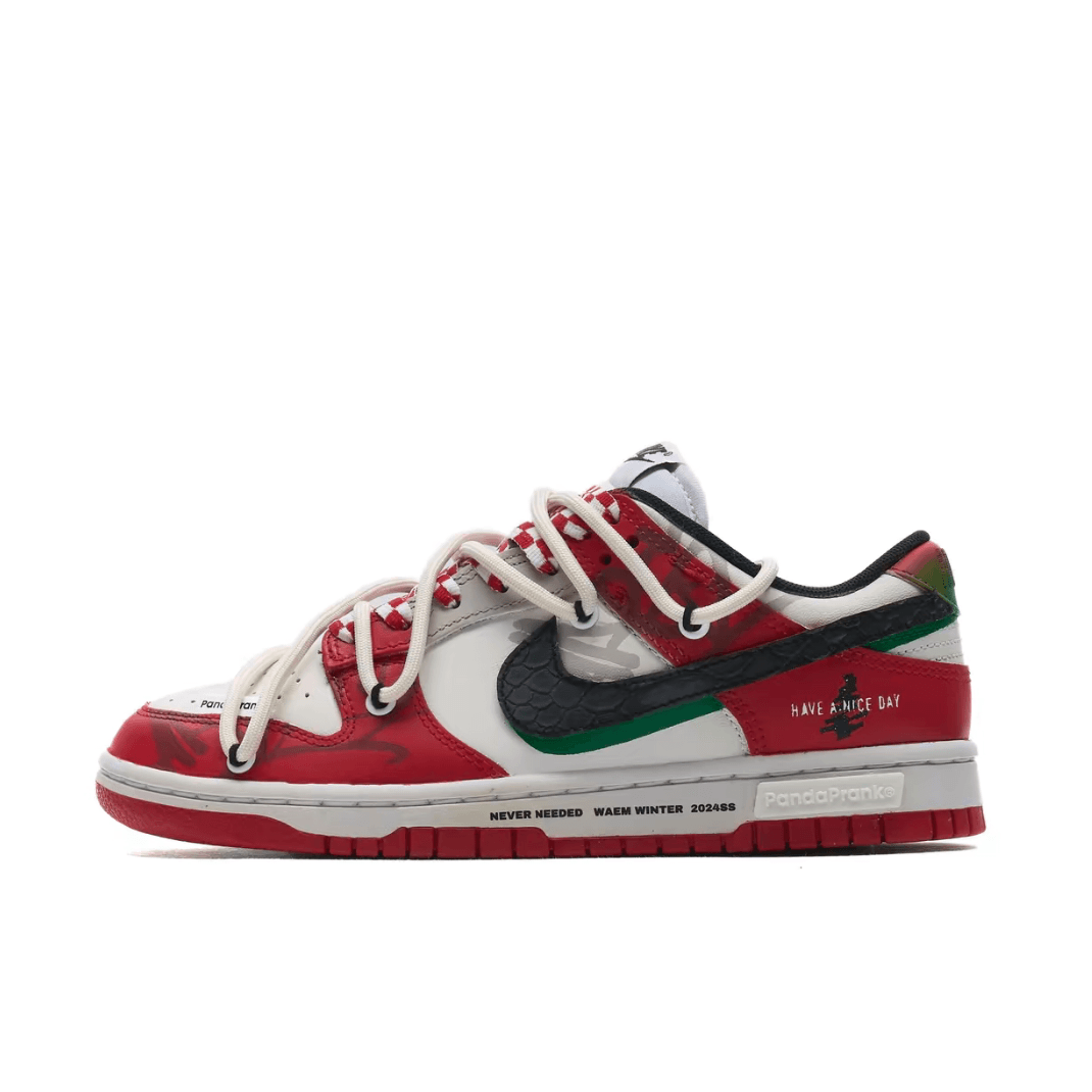 Christmas Gift Xmas Custom Dunk Red White Green Black Swoosh