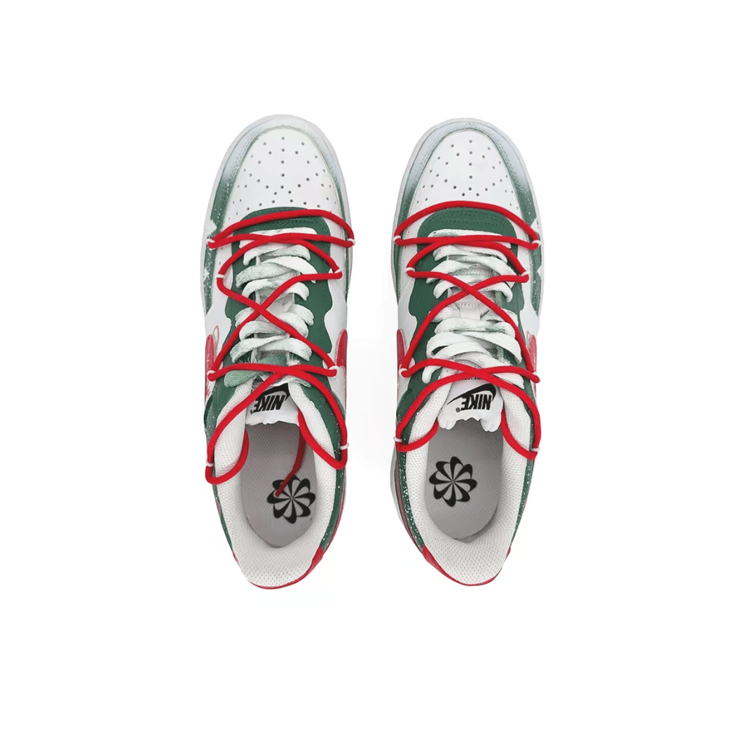 Christmas Gift Xmas Custom Air Force 1 Green Red Elk Snowflake Christmas Tree Print