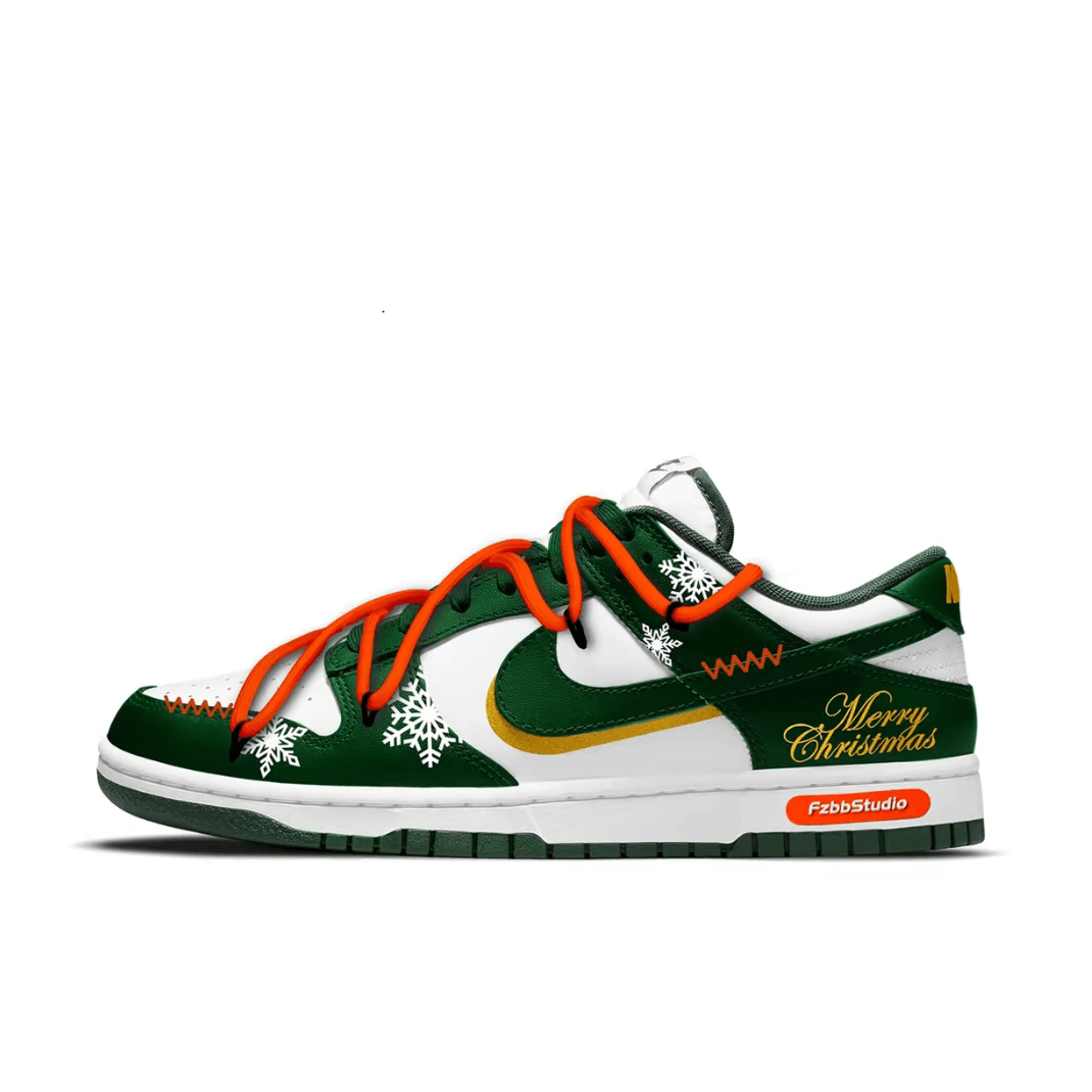Christmas Gift Xmas Custom Dunk Green White Snowflake Print
