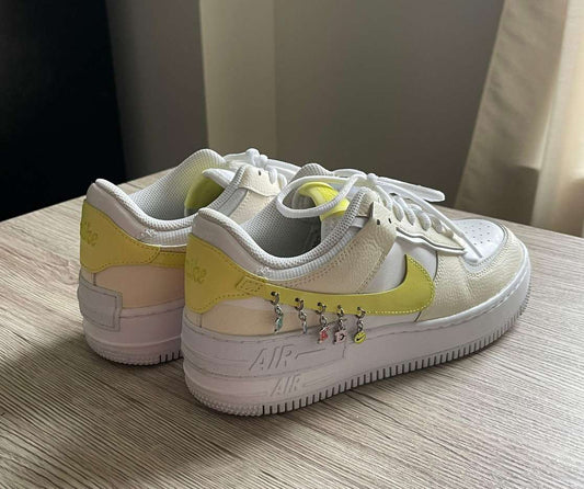 Yellow and Beige Charm - adorned Custom AF 1s Shoes