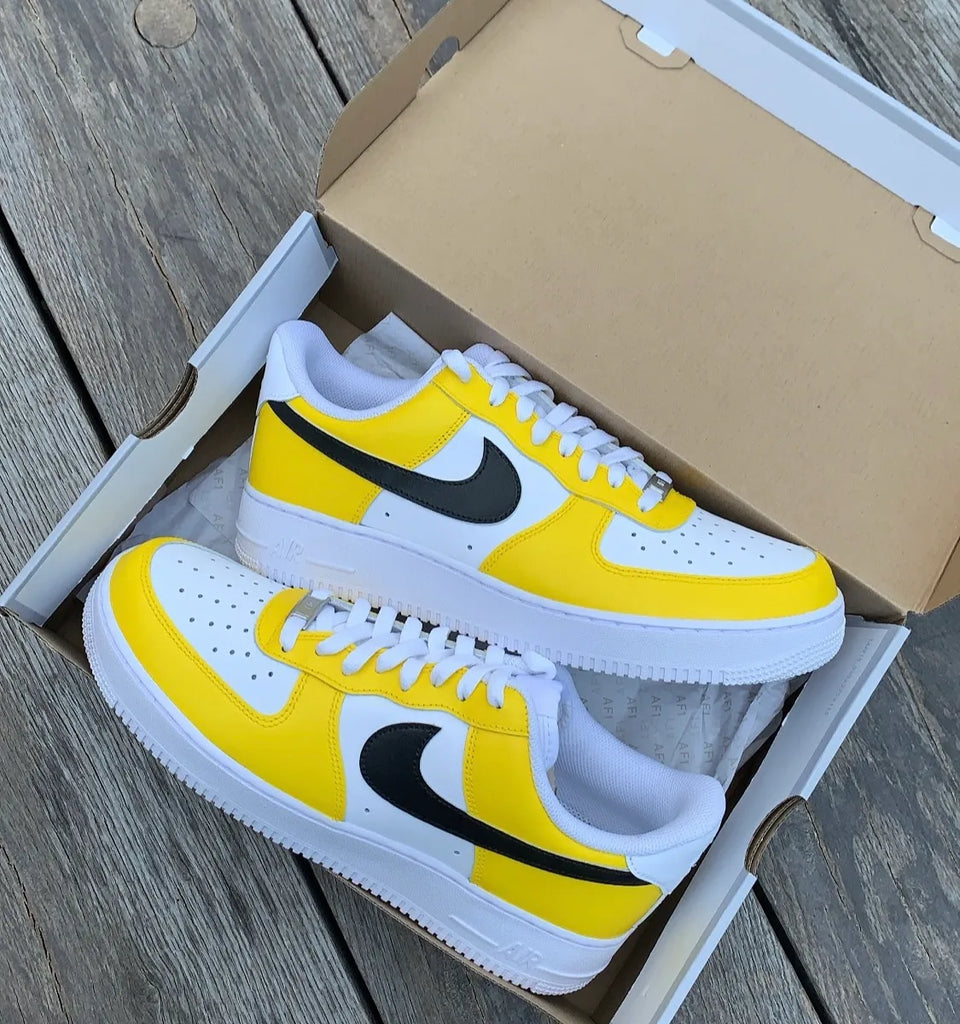 Yellow Black White Custom Air Force 1 Shoes