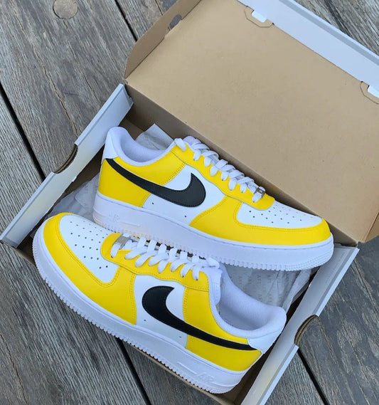Yellow Black White Custom Air Force 1 Shoes
