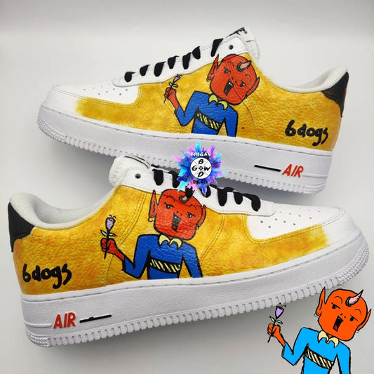 Yellow Devil  themed Custom AF 1s Shoes