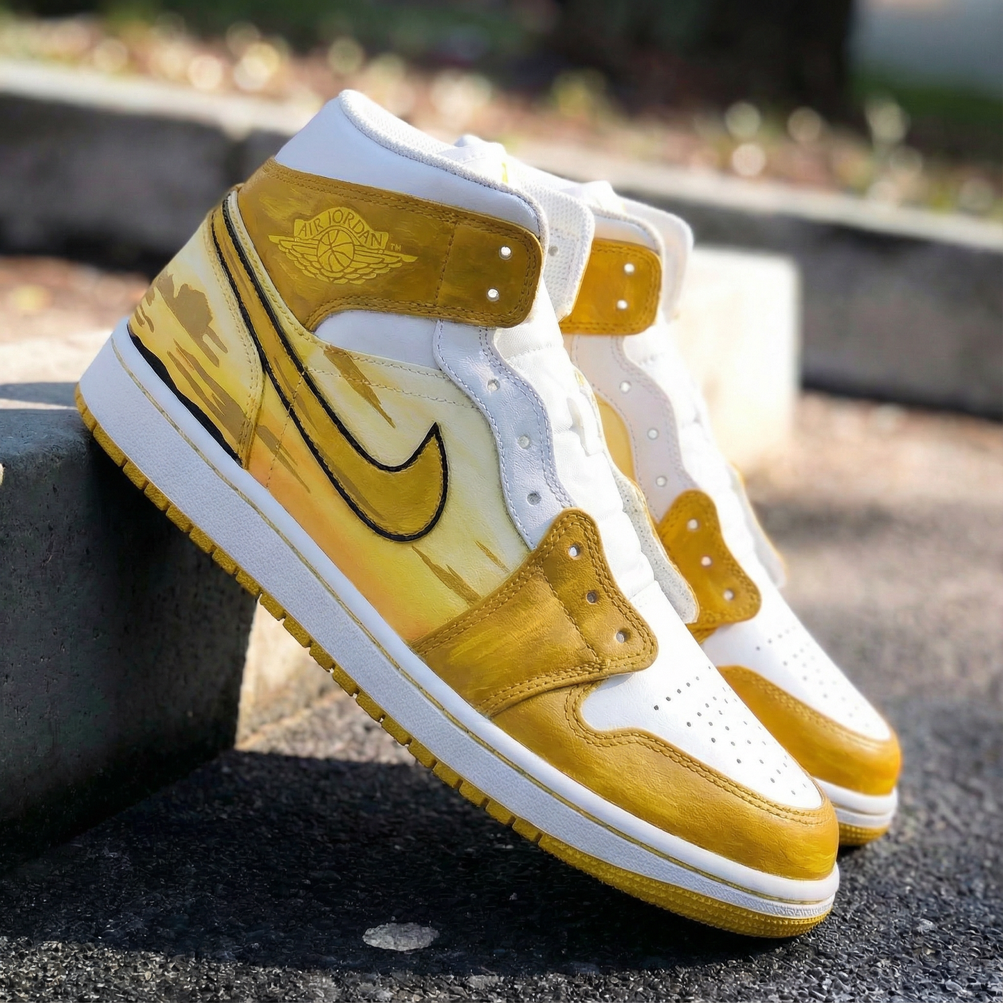 Yellow Landscape Custom AJ 1s Shoes