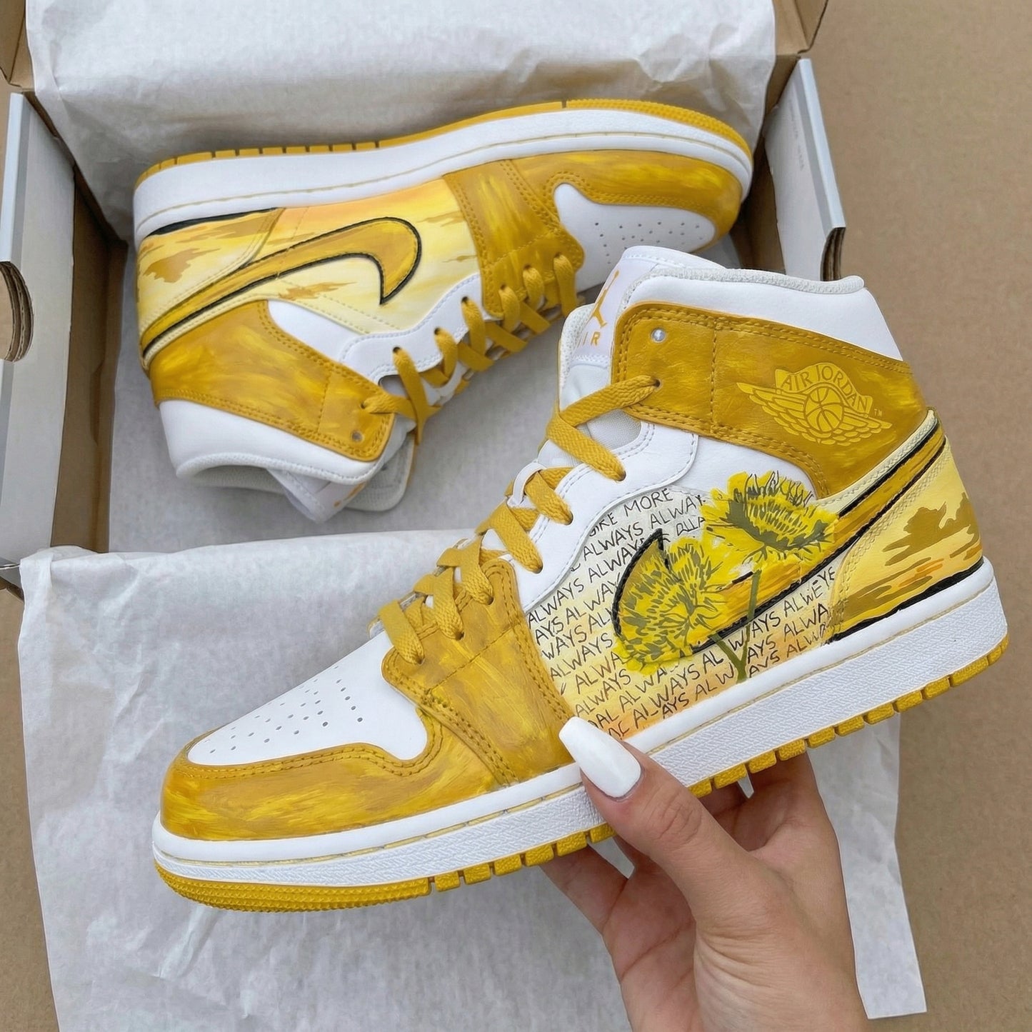 Yellow Landscape Custom AJ 1s Shoes