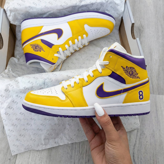Yellow Purple 8 Custom AJ 1s Shoes