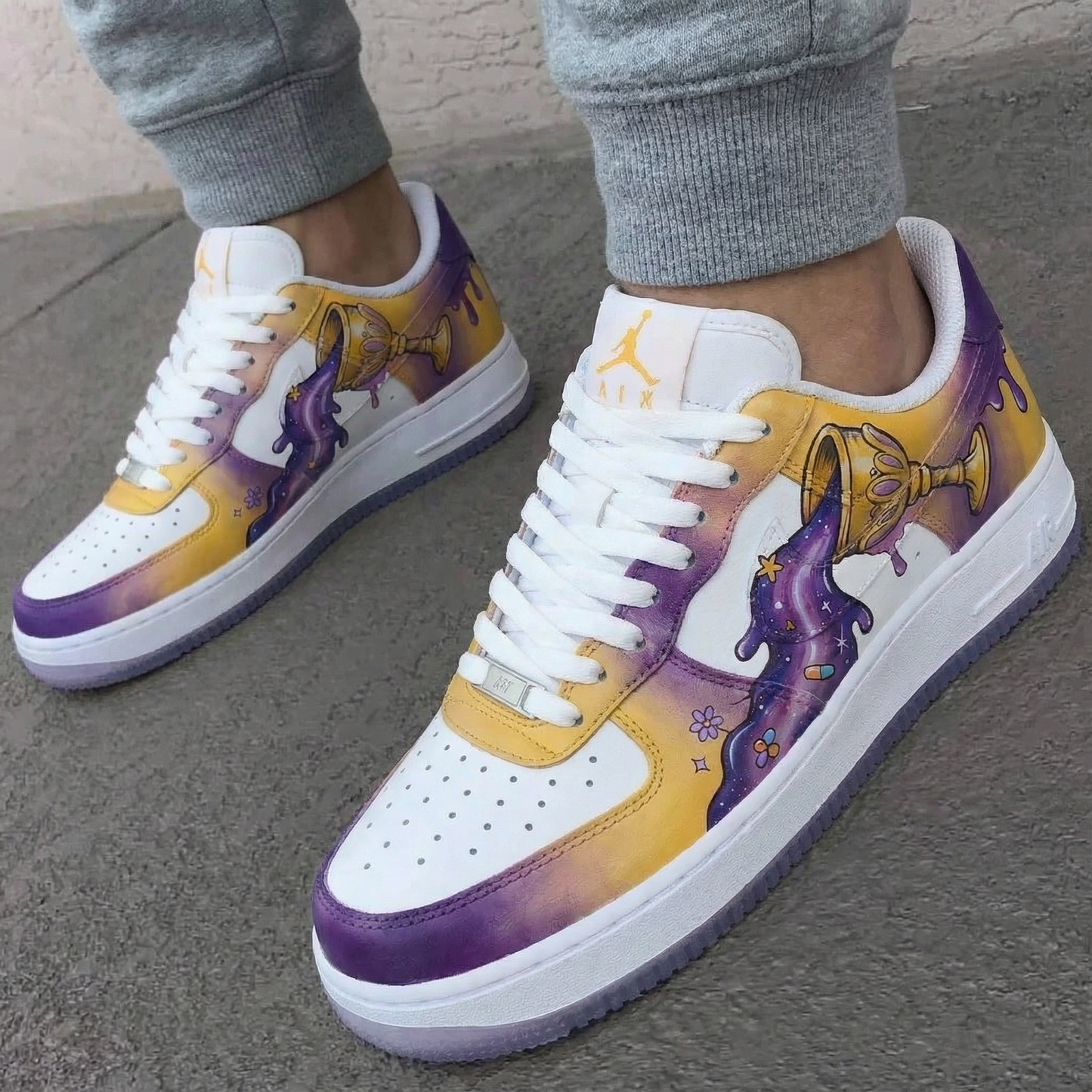 Yellow Purple Goblet Custom AF 1s Shoes