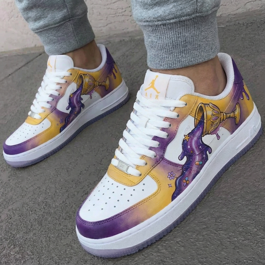 Yellow Purple Goblet Custom AF 1s Shoes