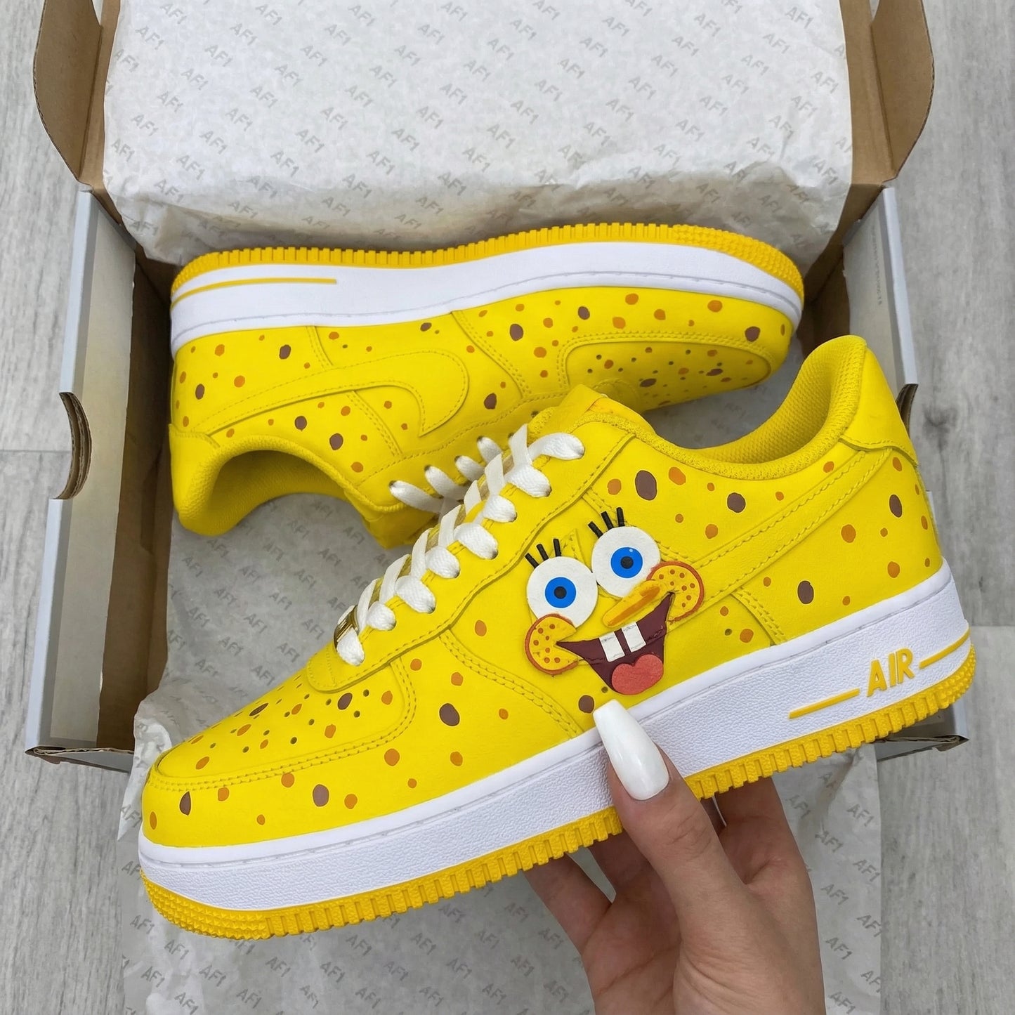 Yellow SpongeBob Custom AF 1s Shoes