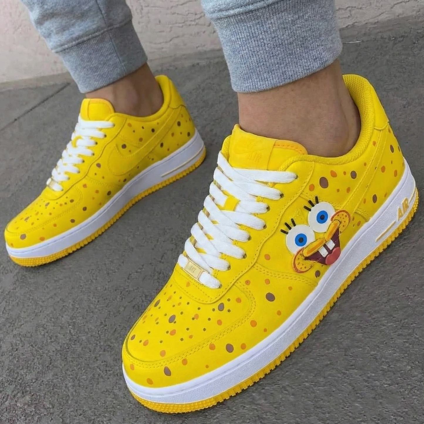 Yellow SpongeBob Custom AF 1s Shoes