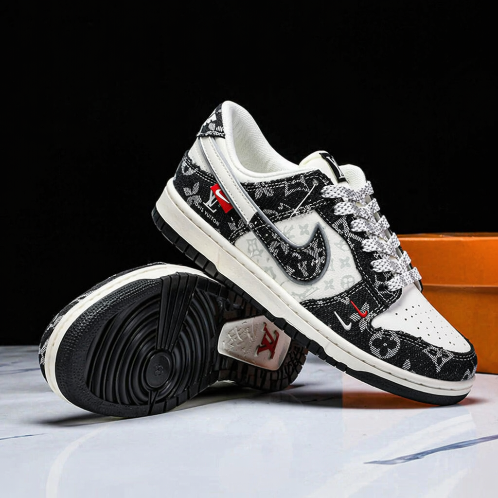Hand Painted Denim Monogram Custom Sneakers